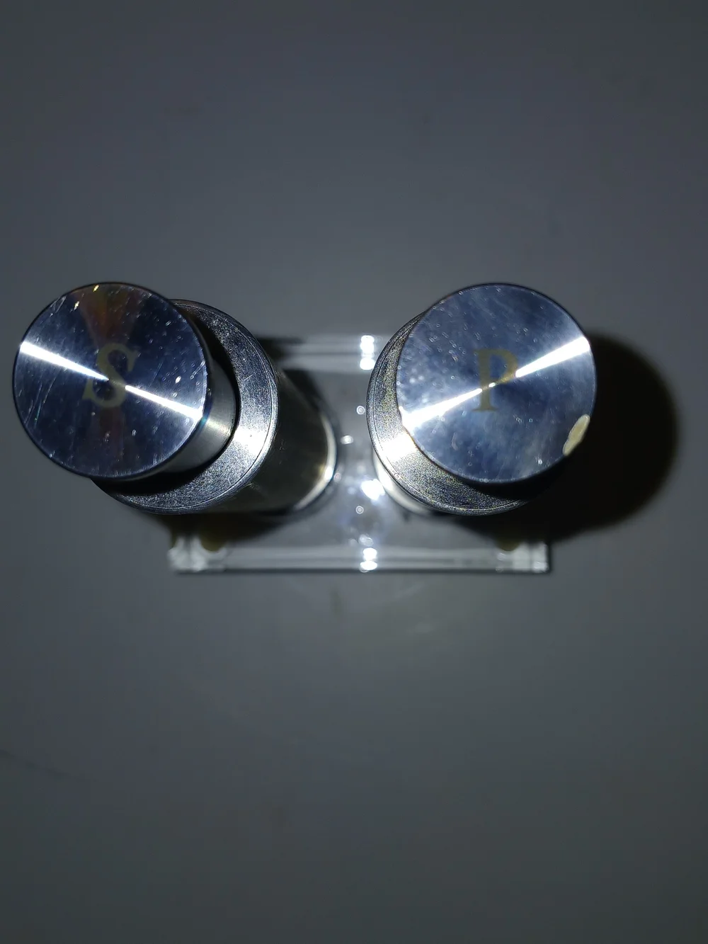 Stainless Steel Salt and Pepper Shakers with Clear Base